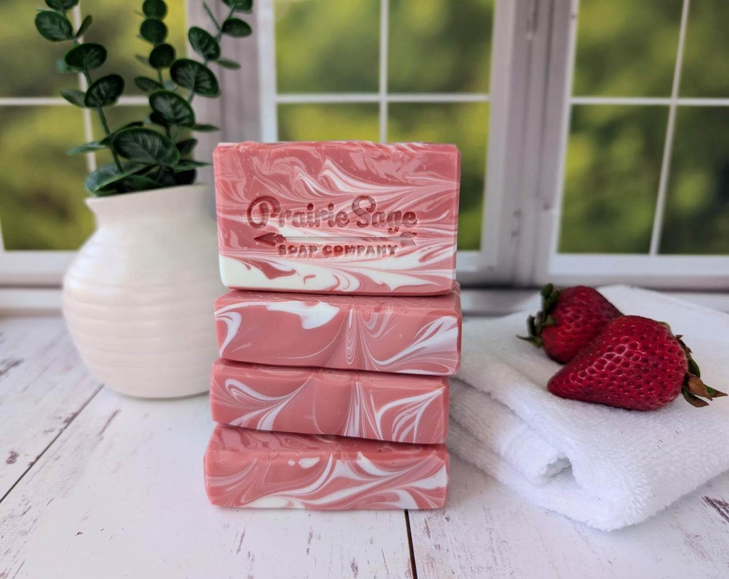 Strawberry Mango scented handmade soap.