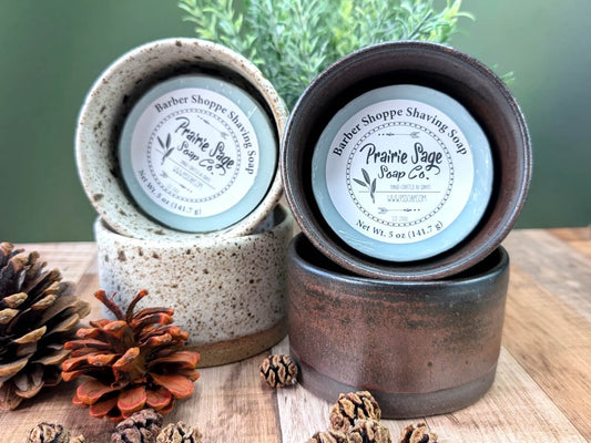 Pottery Shaving Bowls w/ Shaving Soap