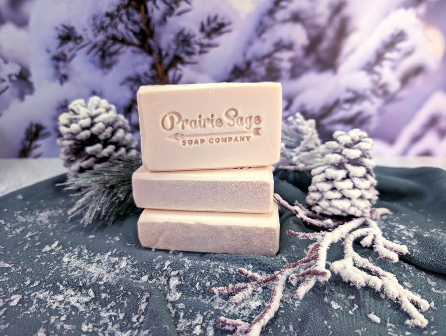 White Winter scented handmade soap.